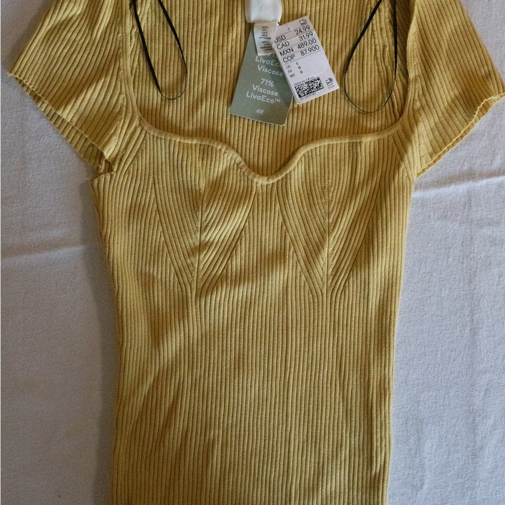 H&M Yellow Ribbed Top - Picture 2 of 3